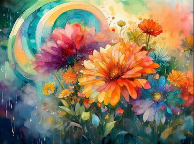Watercolour flowers A - Specially ordered for you. Delivery is approximately 4 - 6 weeks.