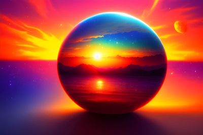 Sunset through a glass ball 198 - Specially ordered for you. Delivery is approximately 4 - 6 weeks.