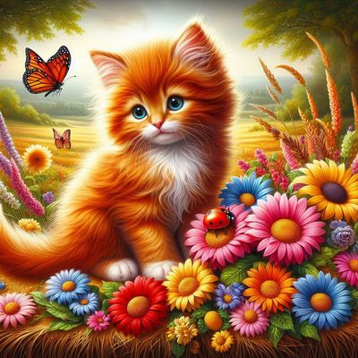 Cute Kitty D by Sylvie Nguyen Duc - Full Drill Diamond Painting - Specially ordered for you. Delivery is approximately 4 - 6 weeks.