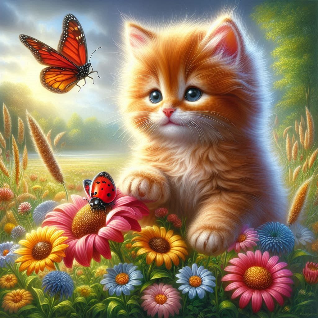 Cute Kitty A by Sylvie Nguyen Duc - Full Drill Diamond Painting - Specially ordered for you. Delivery is approximately 4 - 6 weeks.