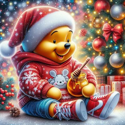 Winnie the pooh christmas B - Full Drill Diamond Painting - Specially ordered for you. Delivery is approximately 4 - 6 weeks.