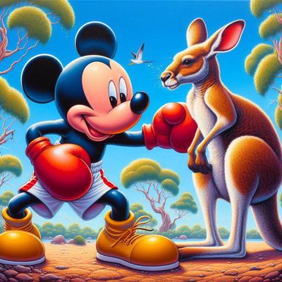 Mickey Mouse Boxing a Kangaroo B - Full Drill Diamond Painting - Specially ordered for you. Delivery is approximately 4 - 6 weeks.
