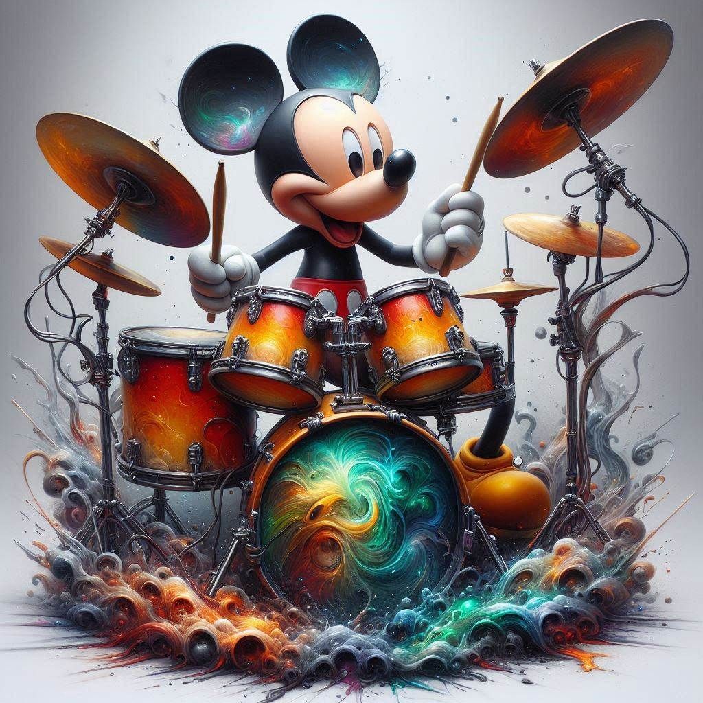 Mickey playing the drums - Full Drill Diamond Painting - Specially ordered for you. Delivery is approximately 4 - 6 weeks.