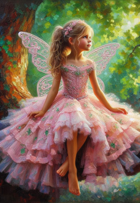 Girl Fairy Pink portrait b - Specially ordered for you. Delivery is approximately 4 - 6 weeks.