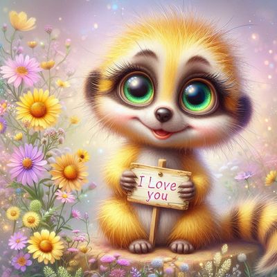 I love you meerkat - Full Drill Diamond Painting - Specially ordered for you. Delivery is approximately 4 - 6 weeks.