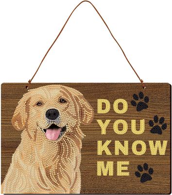 Hanging Dog Sign - Do you know me - DIY diamond painting kit