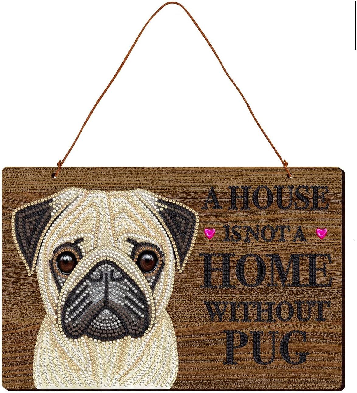 Hanging Dog Sign - Pug - DIY diamond painting kit