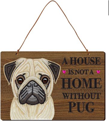 Hanging Dog Sign - Pug - DIY diamond painting kit