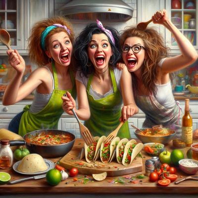 3 Crazy Ladies Cooking - Full Drill Diamond Painting - Specially ordered for you. Delivery is approximately 4 - 6 weeks.