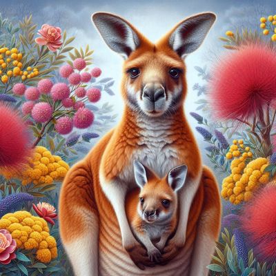 Kangaroo and Joey - Full Drill Diamond Painting - Specially ordered for you. Delivery is approximately 4 - 6 weeks.