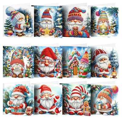 12pcs DIY 5D Diamond Painting Christmas Greeting Cards with Envelopes