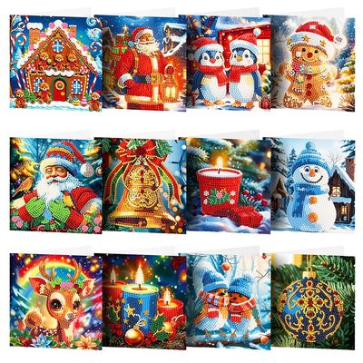 12pcs DIY 5D Diamond Painting Christmas Greeting Cards with Envelopes