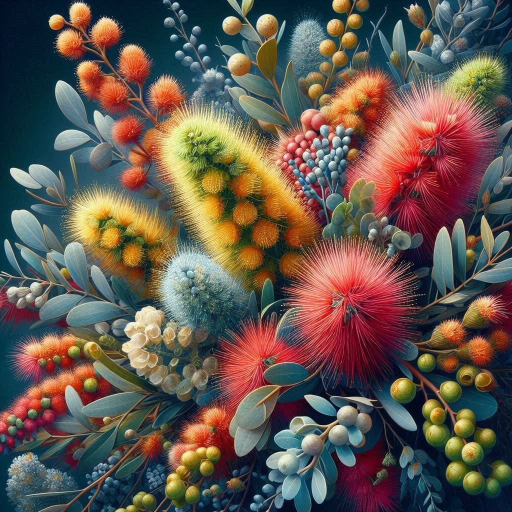 Australian Flowers C  - DELUXE Full Drill Kit with ABs (Square drills) 50 x 50cm - Currently in stock