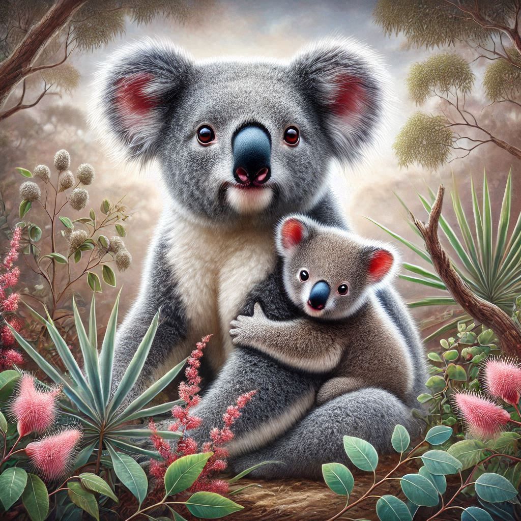 Koala and baby - DELUXE Full Drill Kit with ABs (Round drills) - 40 x 40cm - Currently in stock