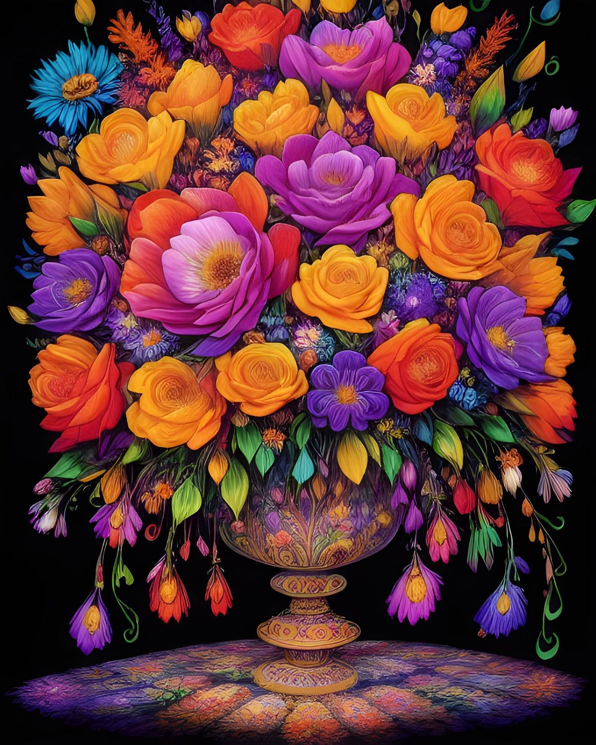 Flowers M422 - 30 x 40cm Full Drill (Round drills) POURED GLUE - Diamond Painting Kit