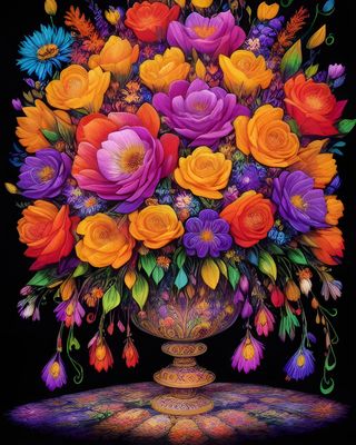 Flowers M422 - 30 x 40cm Full Drill (Round drills) POURED GLUE - Diamond Painting Kit