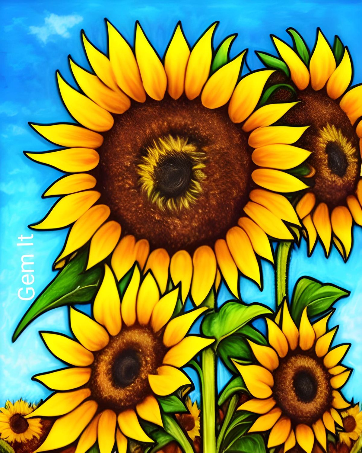 Sunflowers - 30 x 40cm Full Drill (Square drills) POURED GLUE - Diamond Painting Kit