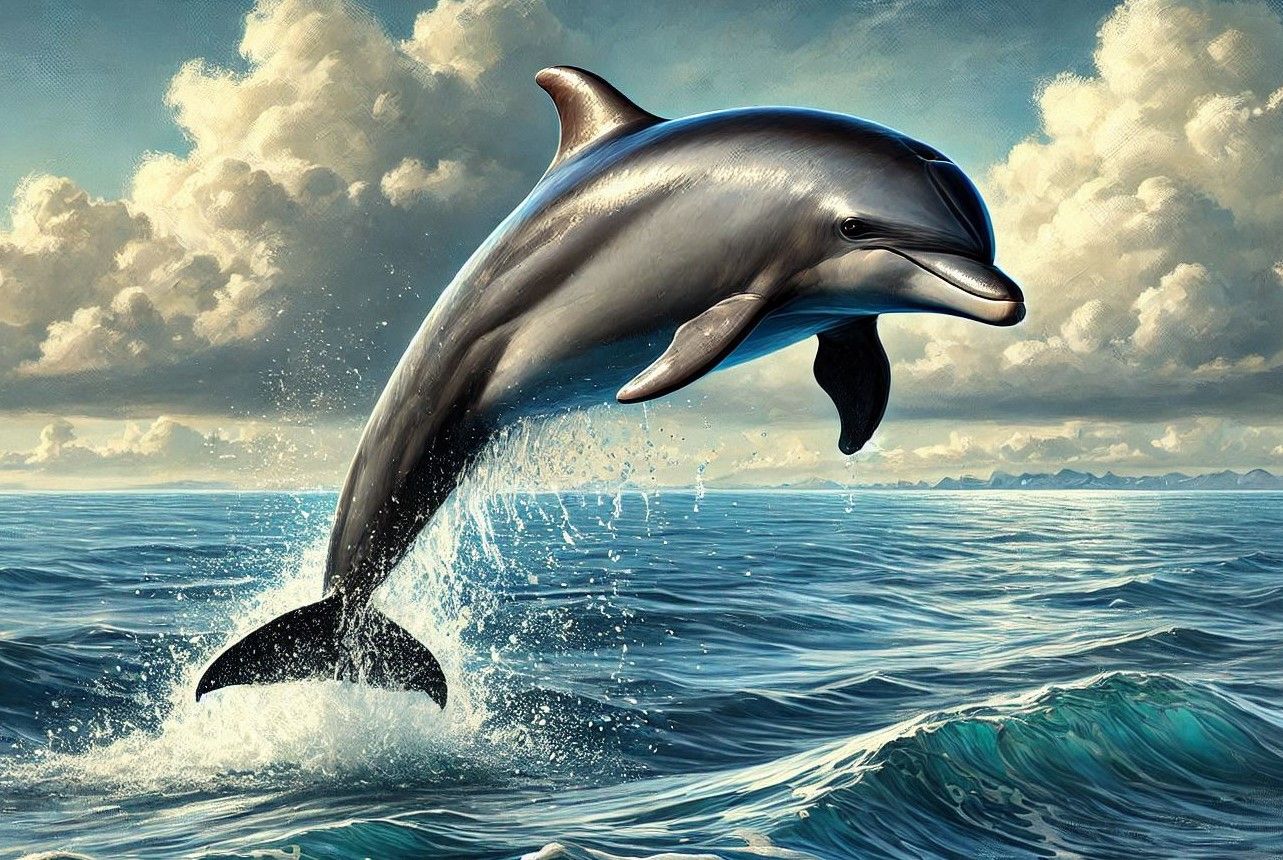 Jumping Dolphin 2 - Full Drill Diamond Painting Kit (Round drills) - 60 x 90cm   Currently in stock