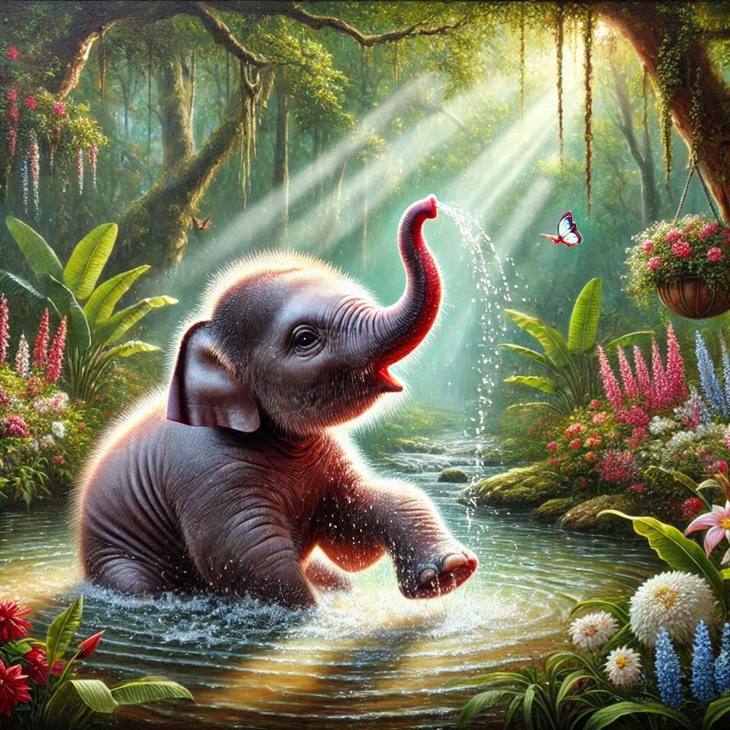Cute Baby Elephant - DELUXE Full Drill Kit, (Square drills) - 60 x 60cm  Currently in stock