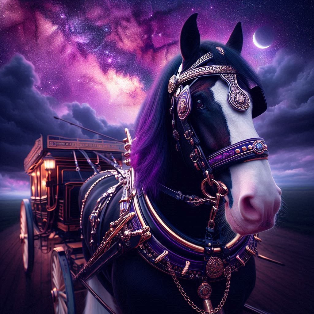 Clydesdale horse at night - Deluxe Full Drill Diamond Painting Kit with AB (Round) 50 x 50cm - Currently in stock