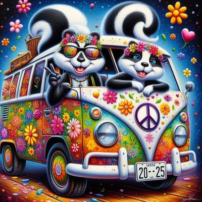Hippy skunks - DELUXE Full Drill Kit with ABs (Round drills) - 40 x 40cm - Currently in stock