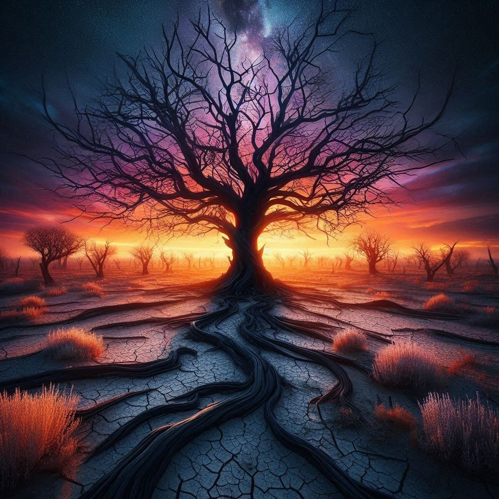Tree rising out of the ashes - DELUXE Full Drill Kit, (Square drills) - 60 x 60cm  Currently in stock