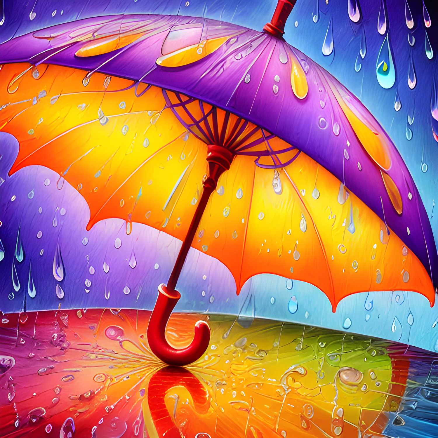 Colourful Umbrella 2 - DELUXE Full Drill Kit with ABs (Square drills) - 40 x 40cm - Currently in stock