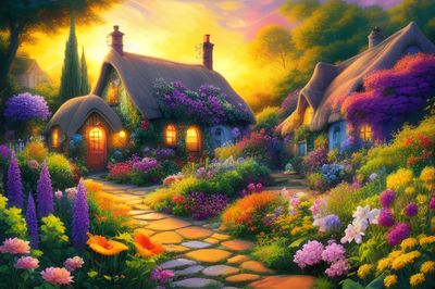 Cottage House 3 - Full Drill Diamond Painting Kit (Round drills) - 60 x 90cm   Currently in stock