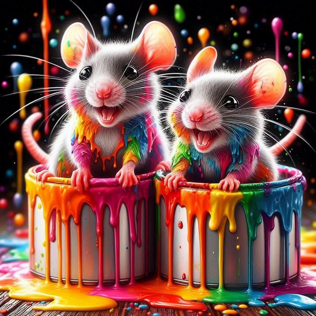 Mice In Paint - DELUXE Full Drill Kit (Round drills) - 40 x 50cm - Currently in stock