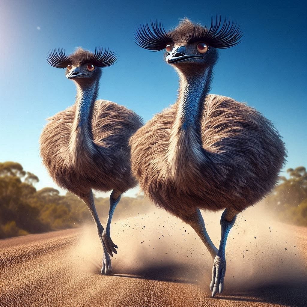 Running Emus - Deluxe Full Drill Diamond Painting Kit (Square) 50 x 50cm - Currently in stock