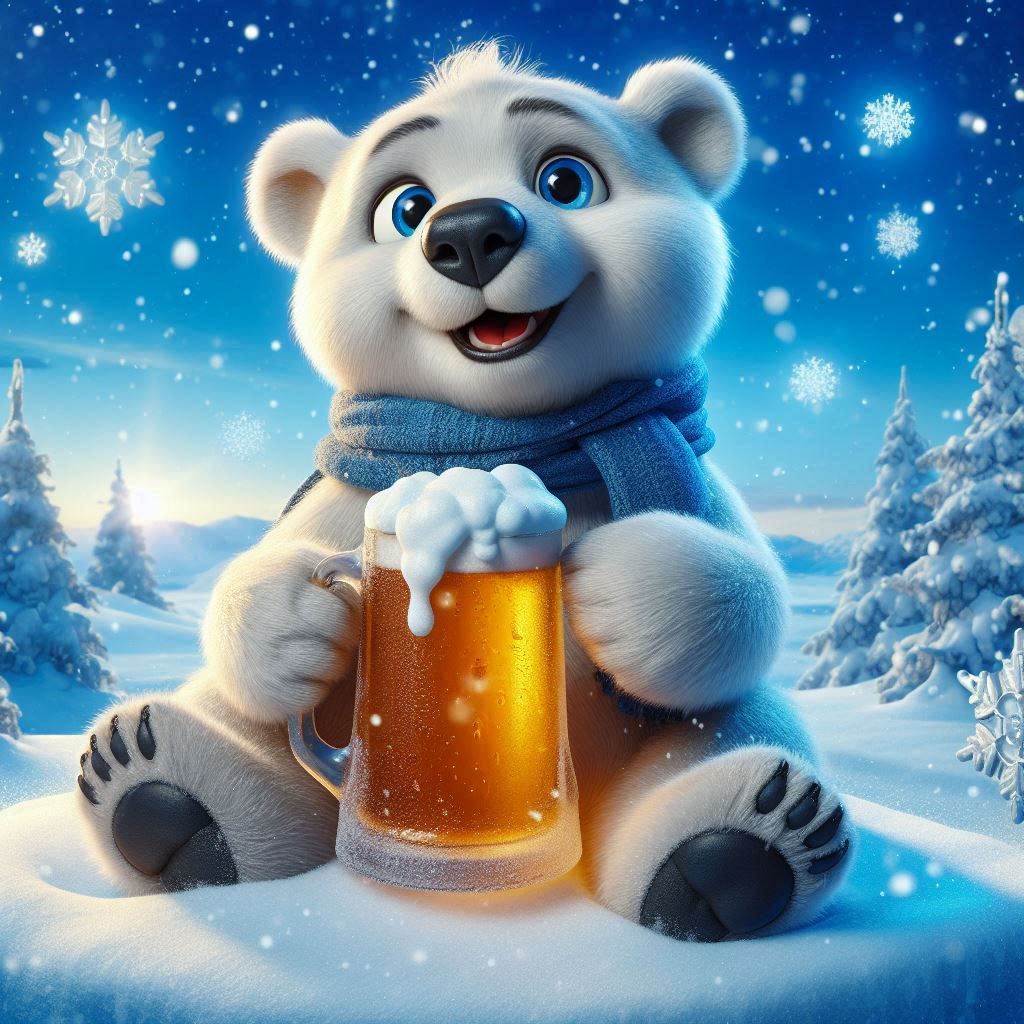 Polar Bear with beer -DELUXE Full Drill Kit with ABs (Round drills) - 40 x 40cm - Currently in stock