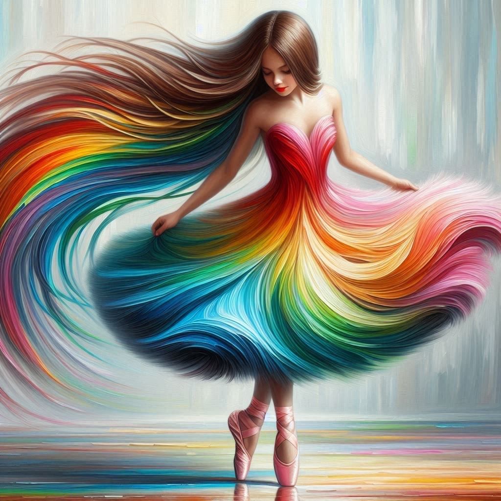 Rainbow Ballerina - Deluxe Full Drill Diamond Painting Kit (AB Round) 50 x 50cm - Currently in stock