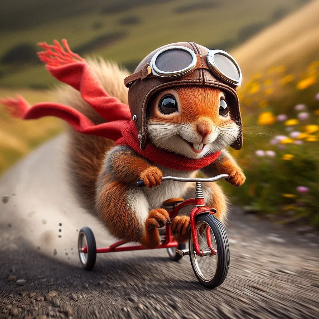 Chipmunk on a bike - DELUXE Full Drill Kit (Round drills) - 40 x 40cm - Currently in stock