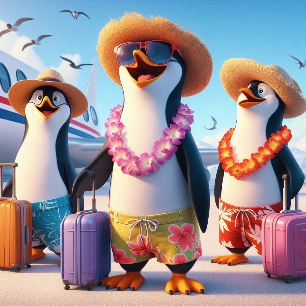Penguins on holidays - DELUXE Full Drill Kit with ABs (Round drills) - 40 x 40cm - Currently in stock