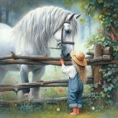 A girl &amp; her horse - DELUXE Full Drill Kit, (Square drills) - 60 x 60cm