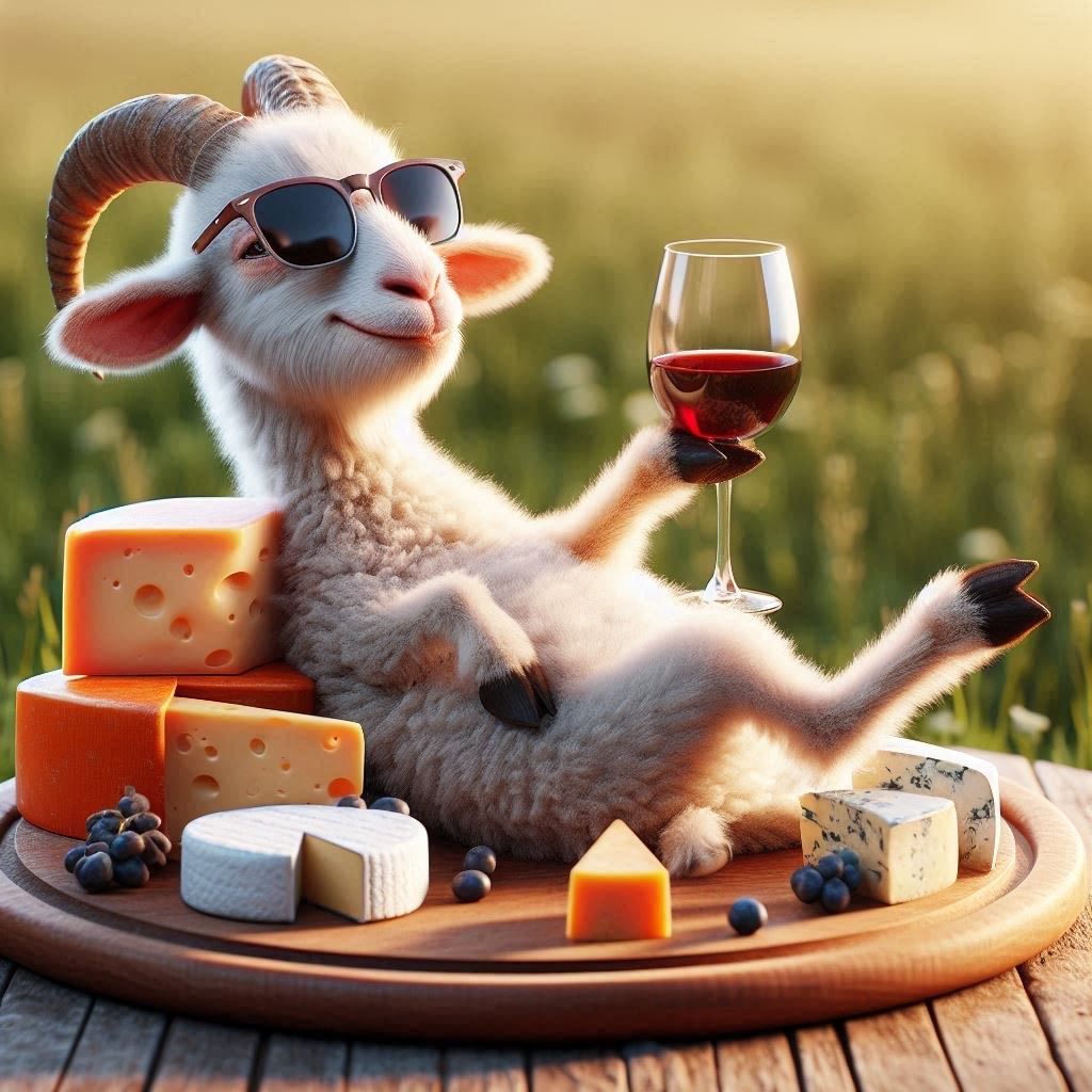 Goat with Cheeseboard- Deluxe Full Drill Diamond Painting Kit (Round) 50 x 50cm - Currently in stock