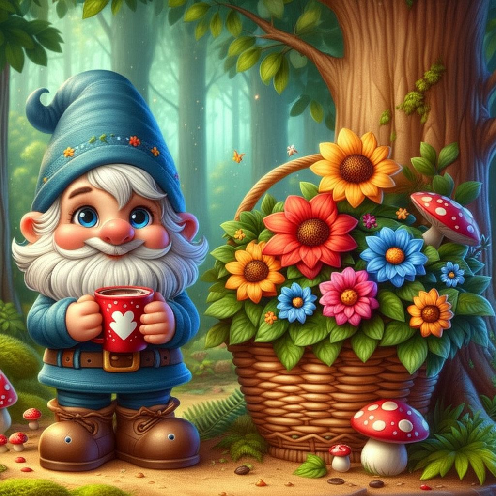 Gnome in forest - Full Drill Diamond Painting - Specially ordered for you. Delivery is approximately 4 - 6 weeks.