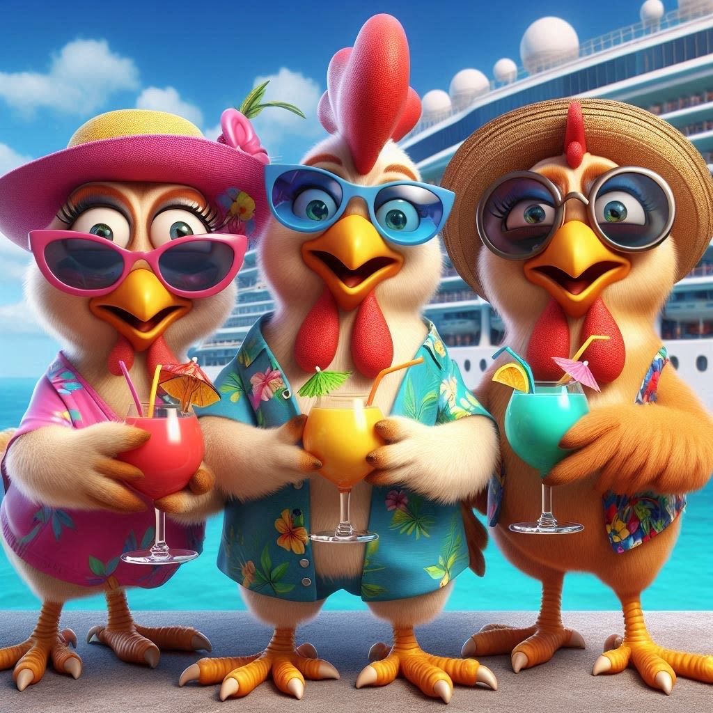 Chickens with cocktails- Full Drill Diamond Painting - Specially ordered for you. Delivery is approximately 4 - 6 weeks.