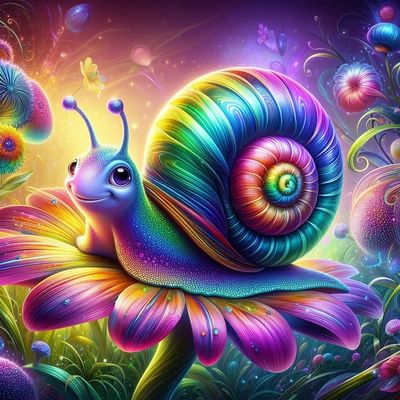 Rainbow Snail- DELUXE Full Drill Kit with ABs (Square drills) 50 x 50cm - Currently in stock