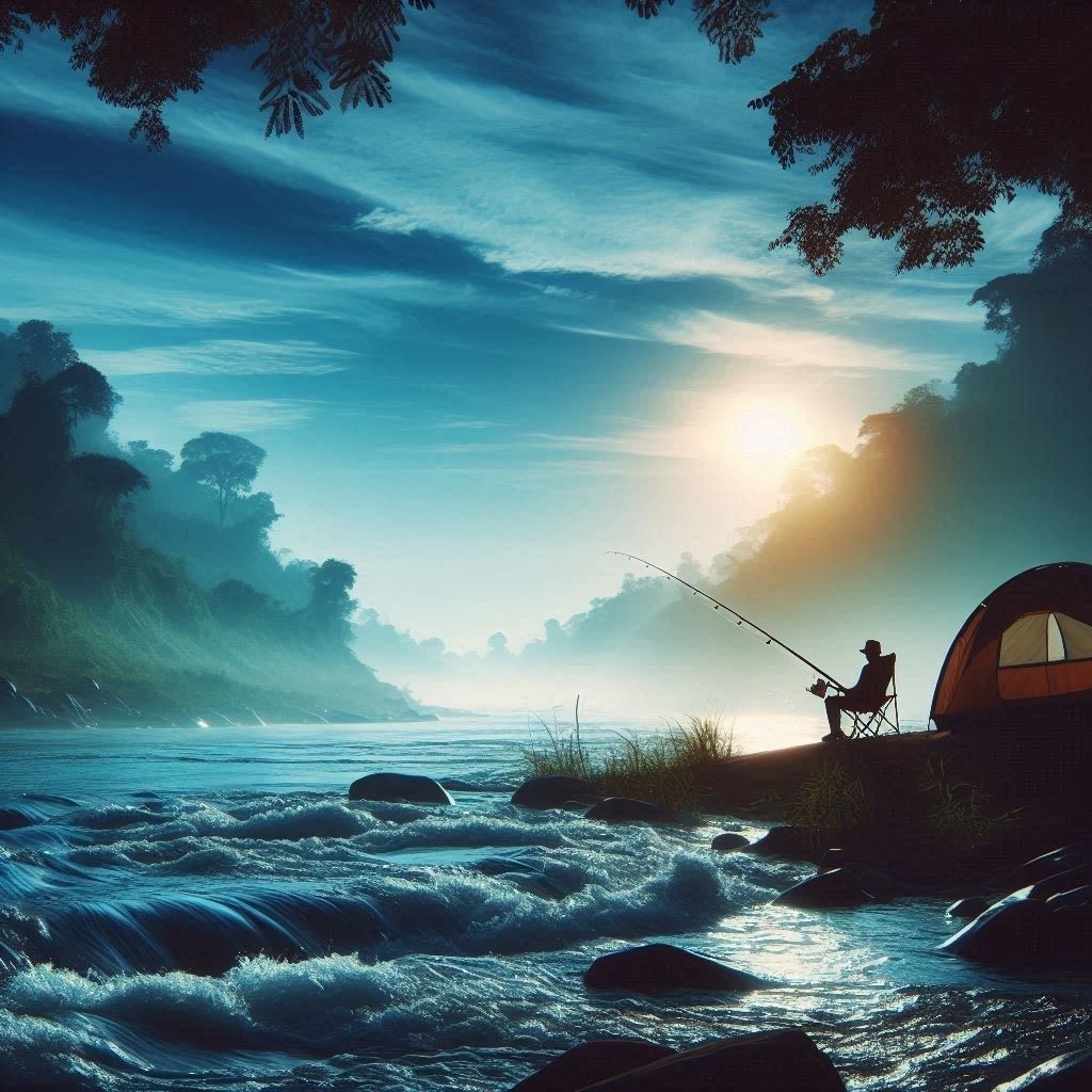 Fishing at night - Deluxe Full Drill Diamond Painting Kit (Square) 50 x 50cm - Currently in stock