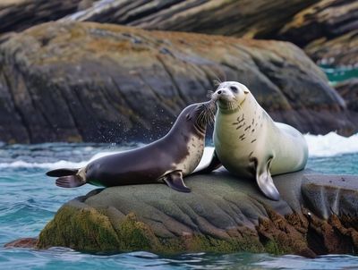 Seals kissing - Specially ordered for you. Delivery is approximately 4 - 6 weeks.