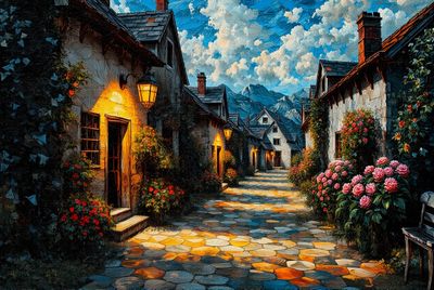 Cobblestone lane  - Full Drill Kit, SQUARE - 50 x 70cm Currently in stock
