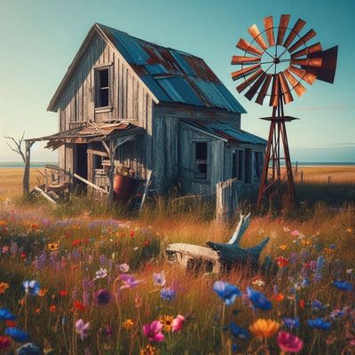 Old cottage &amp; windmill- Deluxe Full Drill Diamond Painting Kit (Square) 50 x 50cm - Currently in stock