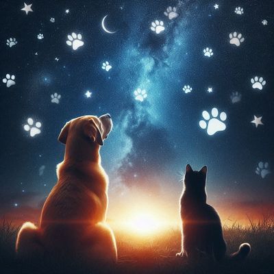 Dog &amp; Cat lookig at heaven - DELUXE Full Drill Kit, (Round drills) - 60 x 60cm  Currently in stock