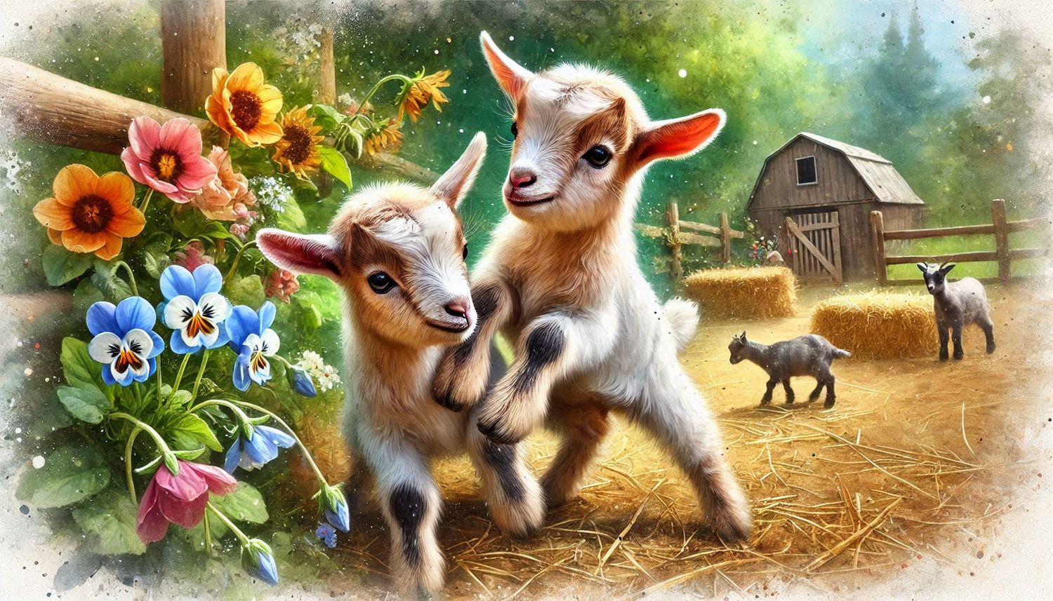 Goats Playing - DELUXE Full Drill Kit (Square) 60 x 90