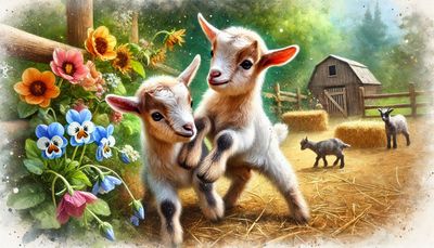 Goats Playing - DELUXE Full Drill Kit (Square) 60 x 90