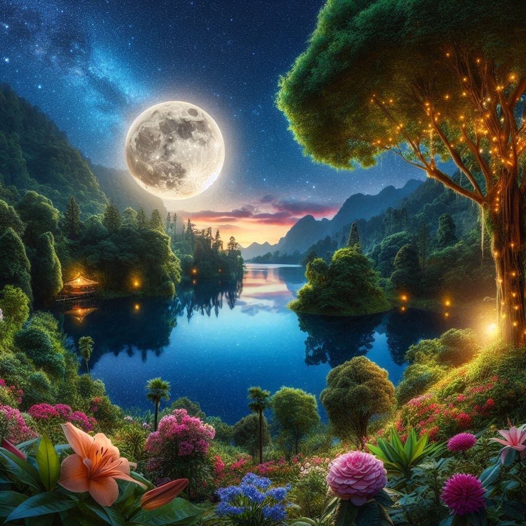 Lake at night - Full Drill AB Kit, (Round) 70 x 70cm - Currently in stock