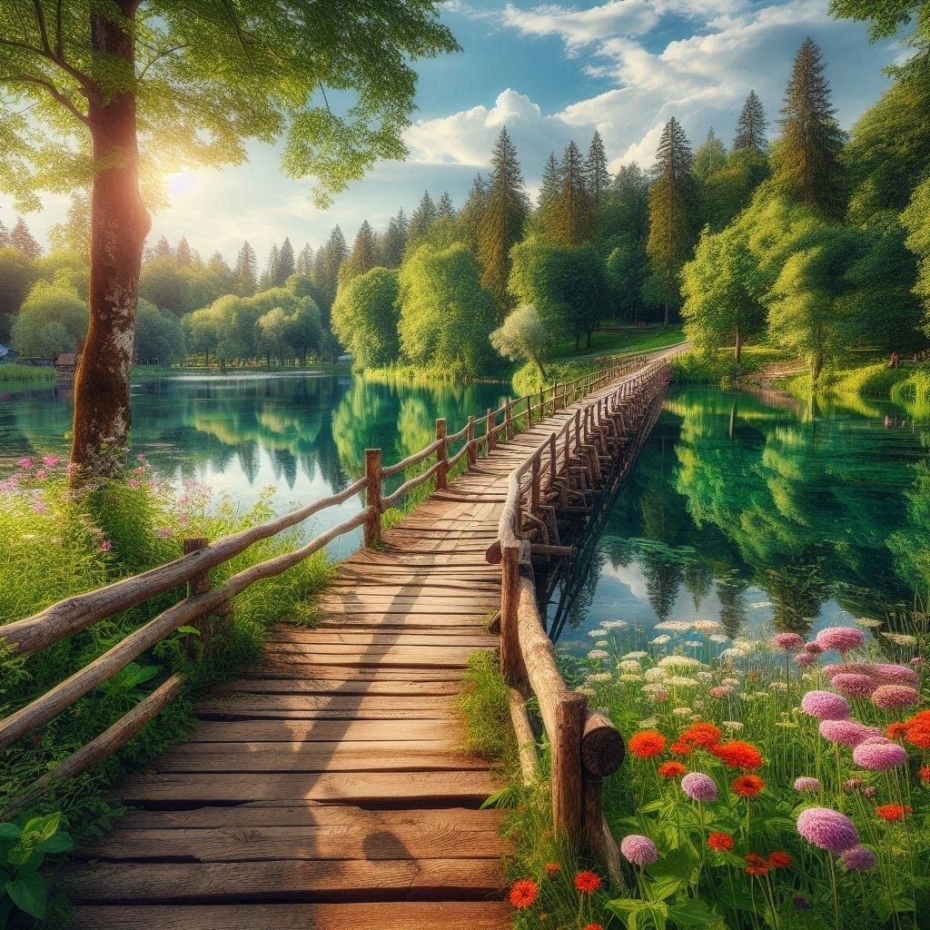 Bridge over water- Full Drill Diamond Painting - Specially ordered for you. Delivery is approximately 4 - 6 weeks.