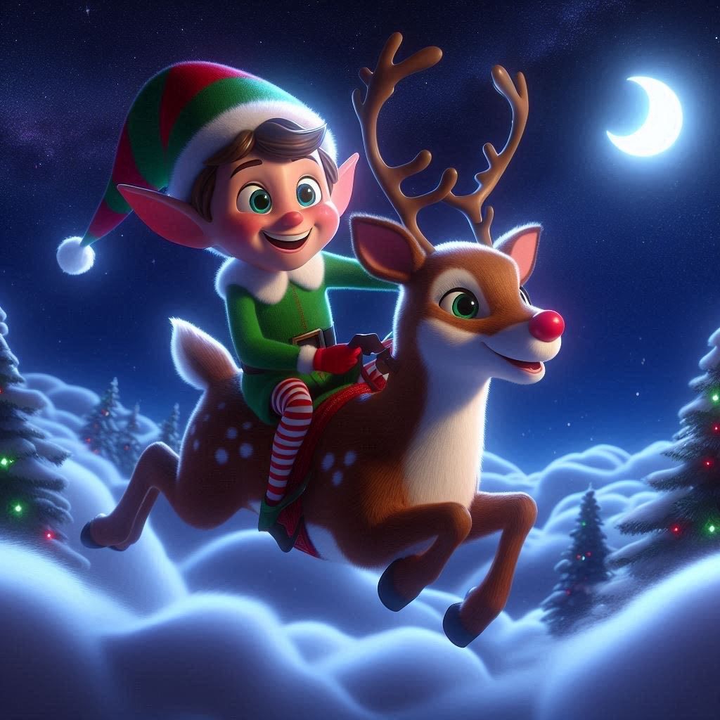 Elf on Reindeer- DELUXE Full Drill Kit with ABs (Round drills) 50 x 50cm - Currently in stock