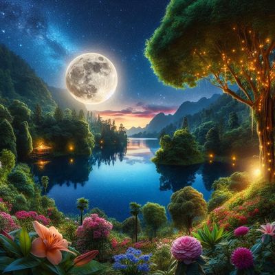 Lake at night- Full Drill Diamond Painting - Specially ordered for you. Delivery is approximately 4 - 6 weeks.